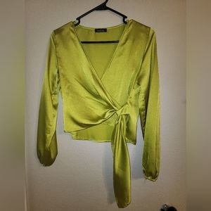 Chartreuse Wrap Top